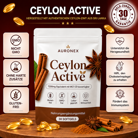 Auronex® Ceylon Active – 7200 mg Äquivalent mit MCT-Öl