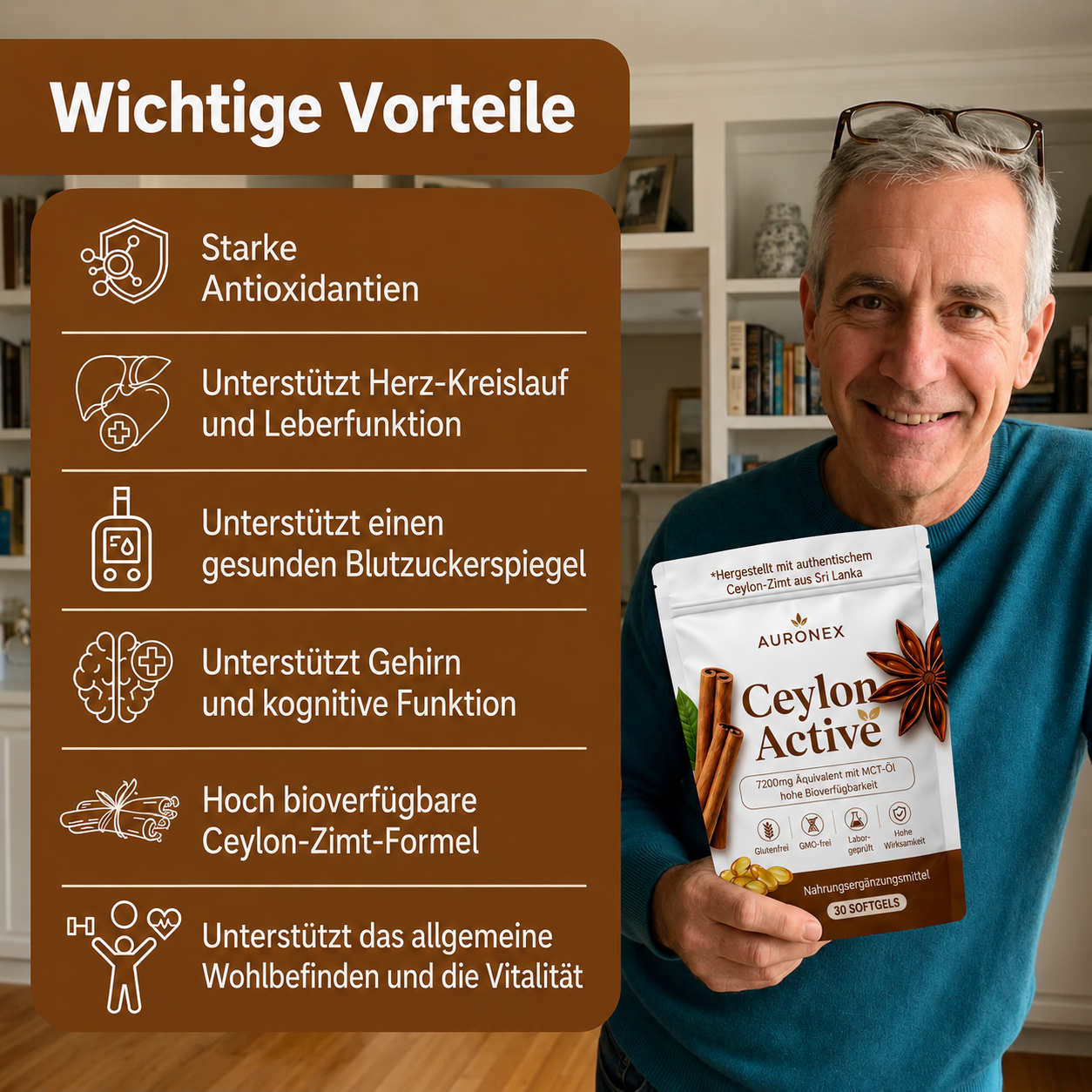 Auronex® Ceylon Active – 7200 mg Äquivalent mit MCT-Öl