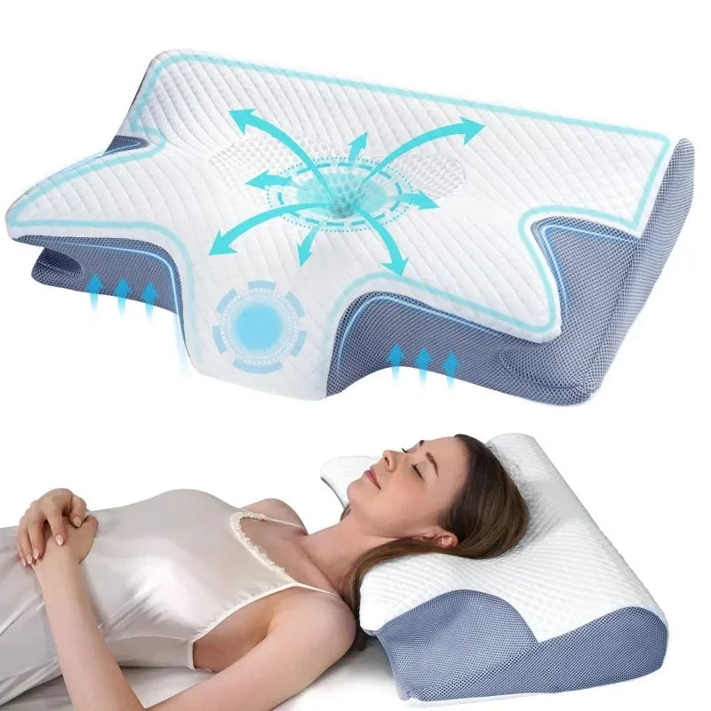 Ergonomic Butterfly Cervical Pillow — Memory Foam Neck Support for Pain Relief & Deep Sleep