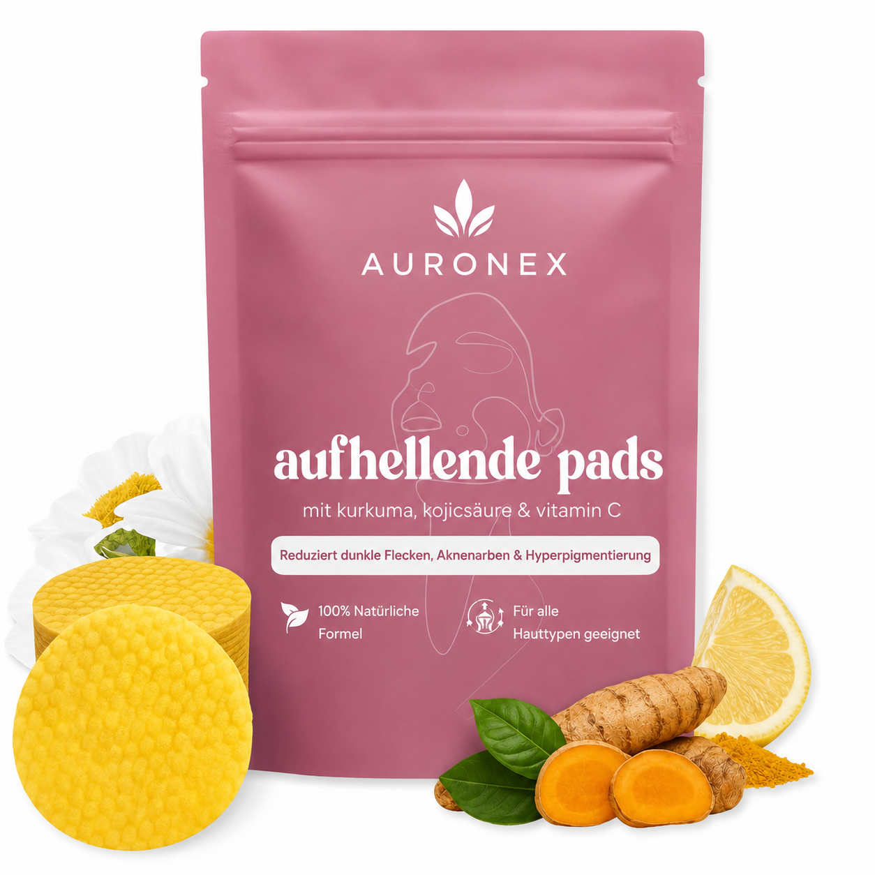 Aufhellende Kurkuma- und Kojisäure-Pads