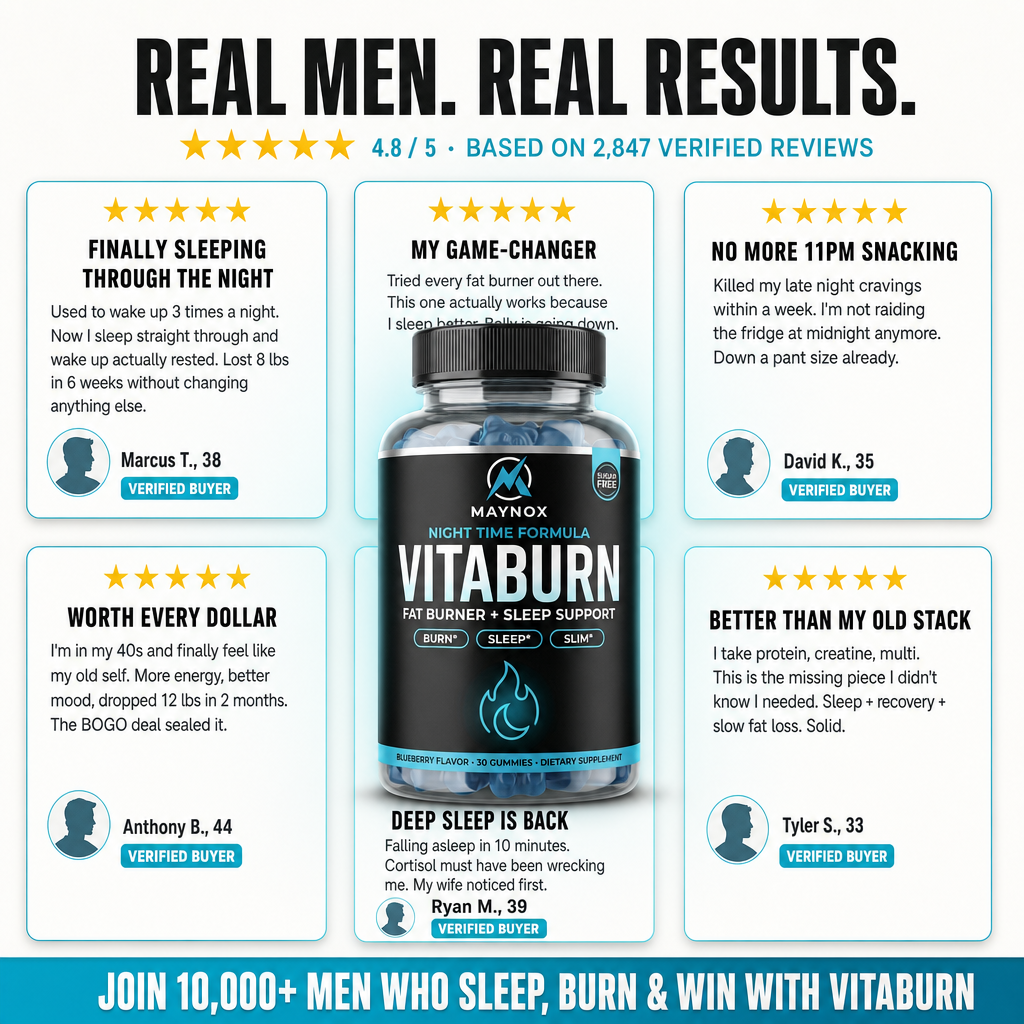 VitaBurn | Nighttime Fat Burner Gummies for Men with Melatonin - Blueberry